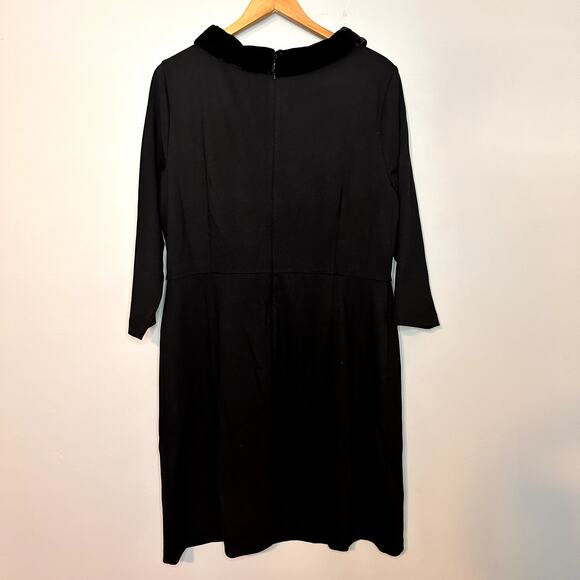 Talbots Velvet Trim Collar Ponte Knit Dress Size 14 New With Tags - Picture 5 of 7